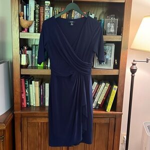 Chaps Stretchy Navy Blue Dress. Size M.
